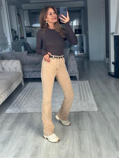 Hardal Comfort Bootcut Flare Kadın Jean Pantolon