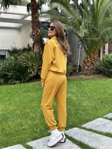 Hardal Yarım Fermuarlı Modal Kadın Eşofman Takımı