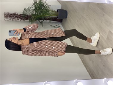 Kahve Turuncu Desen Eteği Püsküllü Tüvit Kadın Ceket