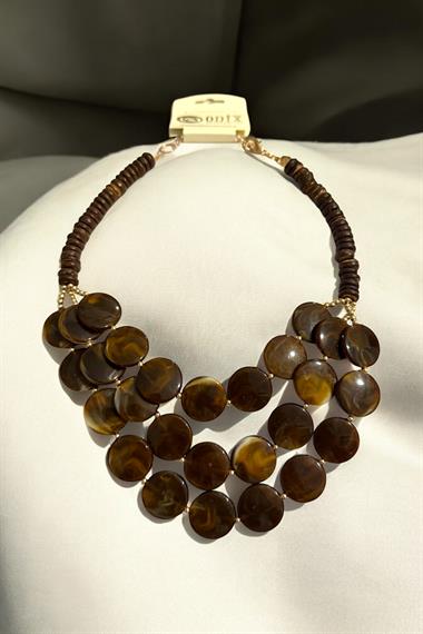 Kahverengi Doğal Taş Kadın Kolye