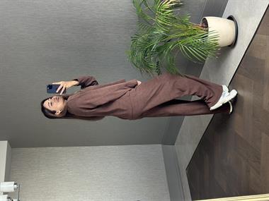 Kahverengi Fitilli Bisiklet Yaka Sweatshirt Pantolon Kadın Alt Üst Takım