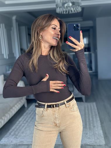 Kahverengi İnce Üç Köprülü Kadın Kemer