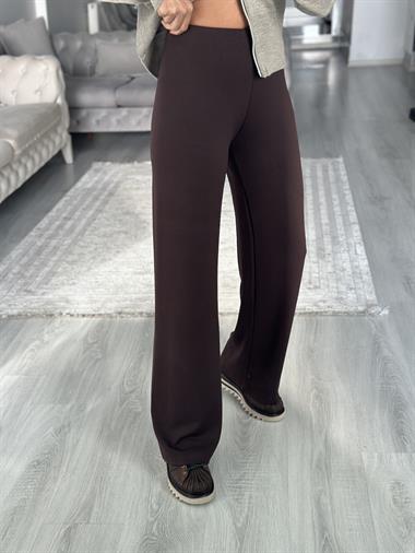 Kahverengi İthal Kumaş Beli Lastikli Kadın Yürüyüş Pantolon
