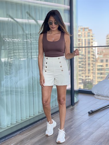 Kahverengi Kalın Askılı Kadın Body