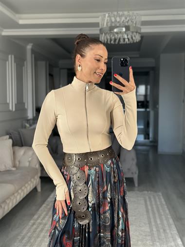 Kahverengi Kuşgözü Detaylı Kadın Kemer