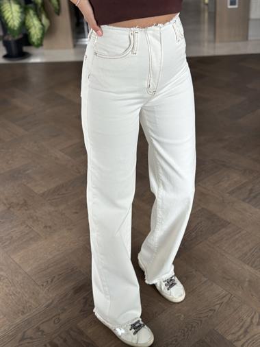 Kemik Beli Ve Paçası Kesik Wide Leg Kadın Jean Pantolon