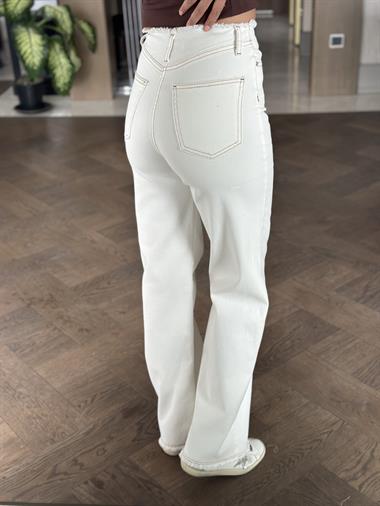 Kemik Beli Ve Paçası Kesik Wide Leg Kadın Jean Pantolon