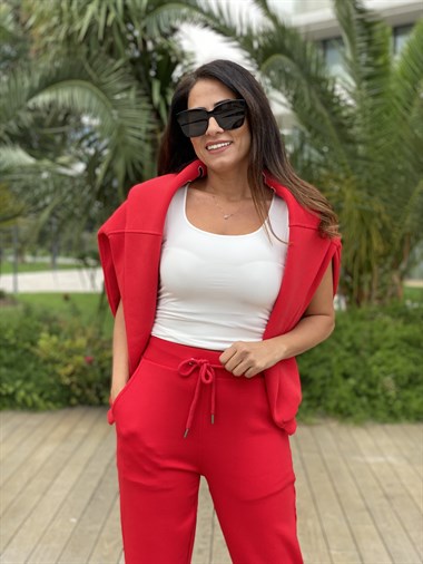 Kırmızı Modal Kadın Eşofman Altı