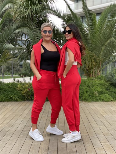 Kırmızı Modal Kadın Eşofman Altı