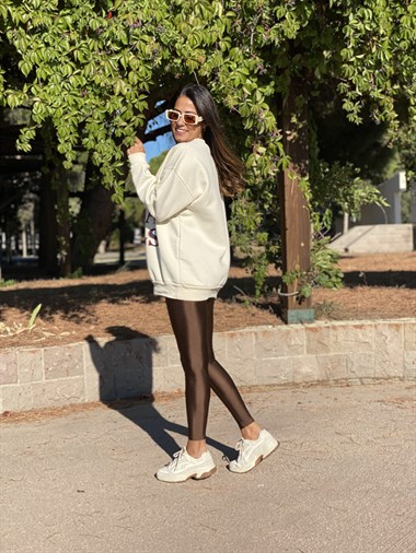 Krem Lola Bisiklet Yaka Kadın Sweashirt