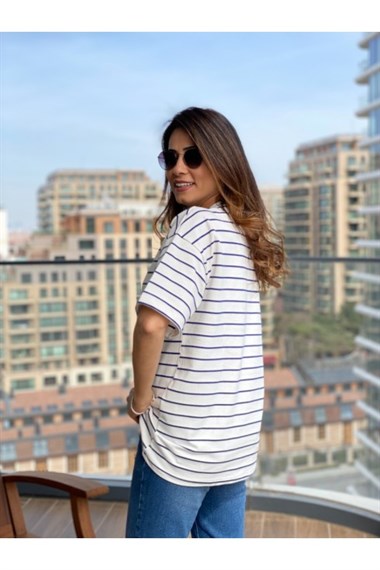 Lacivert  Çizgili Pretty Ayıcık T-Shirt
