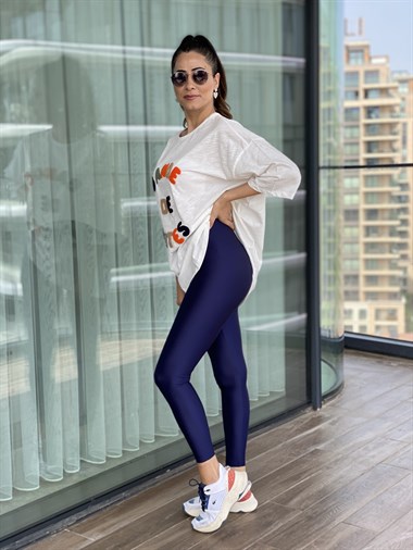 Lacivert  Disko Kadın Tayt