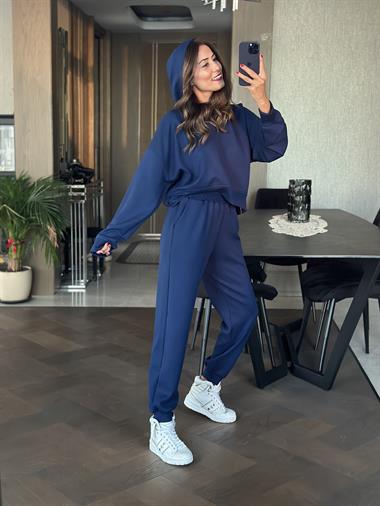 Lacivert Kapüşonlu Modal Kadın İkili Takım