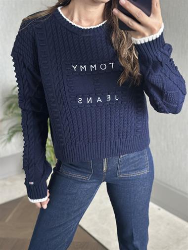 Lacivert Marka Model Kabartma Örgülü Kadın Triko Kazak