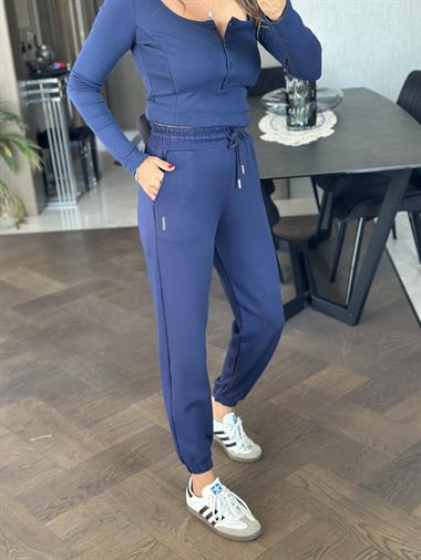 Lacivert Modal Oysh Paçası Lastikli Kadın Eşofman Altı