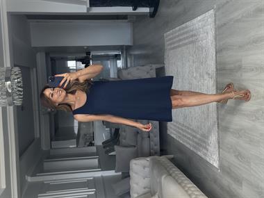 Lacivert Ön Arka U Yaka  Basic Mini Kadın Elbise