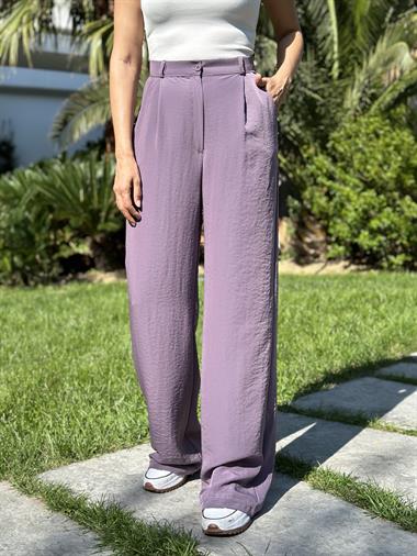 Leylak Tensel Cepli Bol Paça Kadın Pantolon