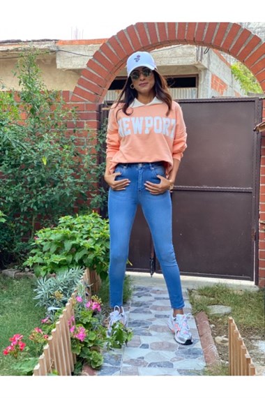 Mavi Bıyıklı Push Up Jean