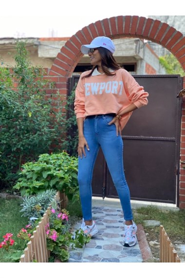 Mavi Bıyıklı Push Up Jean