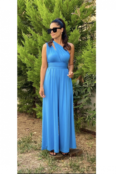 Mavi Boyundan Bağlamalı Tulum