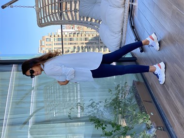 Bebe Mavi Çizgili Gofre Kadın Gömlek