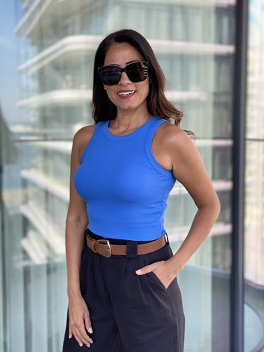 Mavi Halter Yaka Kaşkorse Atlet