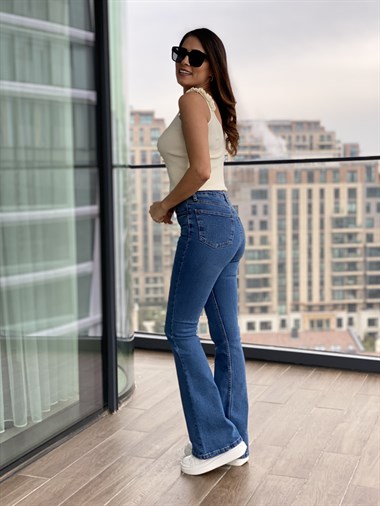 Mavi İspanyol Paça Jean