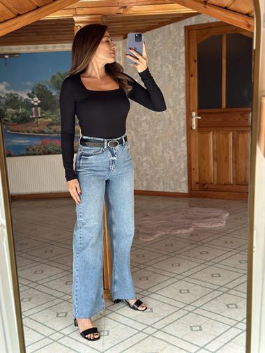 Mavi Karol  Wideleg Kesik Paça Kadın Jean