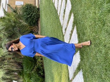 Saks Kruvaze Yaka Yarasa Kol Aerobin Kadın Elbise 