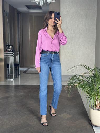 Mavi Lacarino Düz Kesim Kesik Paça Kadın Jean Pantolon