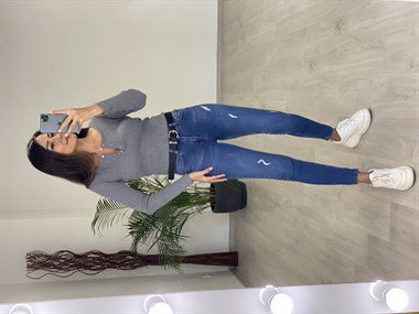 Mavi Lazerli Skinny Kadın Jean Pantolon