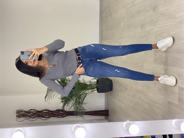 Mavi Lazerli Skinny Kadın Jean Pantolon