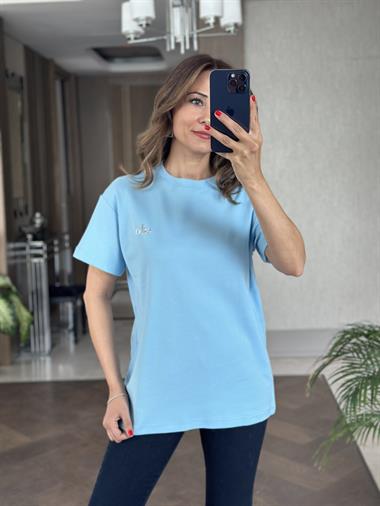 Mavi Logo Detaylı Bisiklet Yaka Basic Kadın T-Shirt