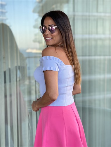 Mavi Madonna  Yaka Triko Bluz