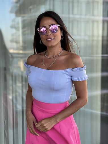 Mavi Madonna  Yaka Triko Bluz