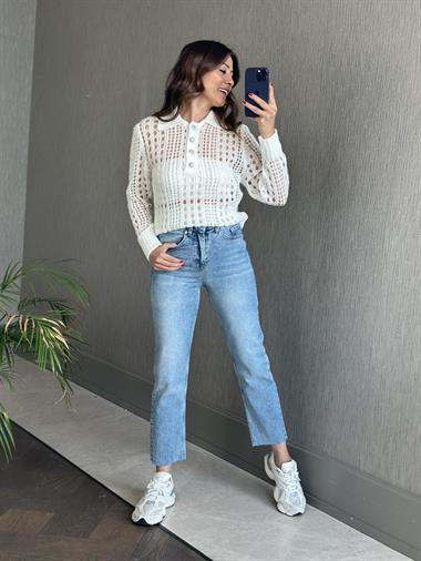 Mavi Marka Model Kesik Paça Boy Fit Kadın Jean Pantolon