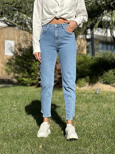 Mavi Paça Asimetrik Mom Kadın Jean Pantolon