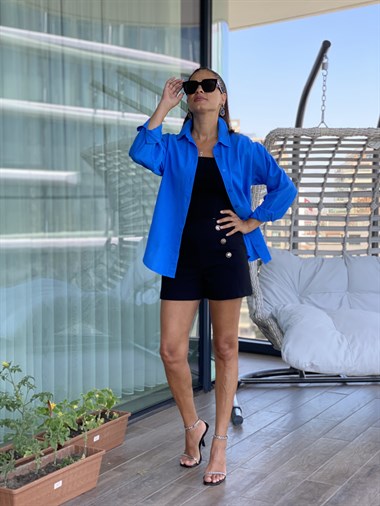 Mavi Pamuk Kadın Gömlek