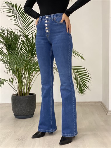 Mavi Poema Beş Düğmeli İspanyol Paça Kadın Jean