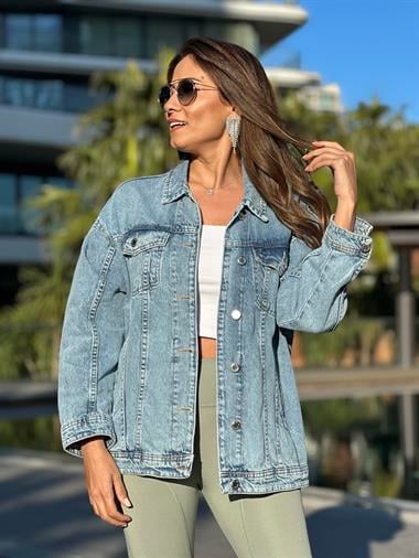 Mavi Poema Düğmeli Kot Kadın Ceket