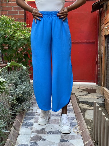 Mavi Yanları Yırtmaç Detay Aerobin Kadın Pantolon