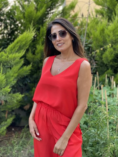 Mercan İpek Atletli Salaş Kadın İkili Takım