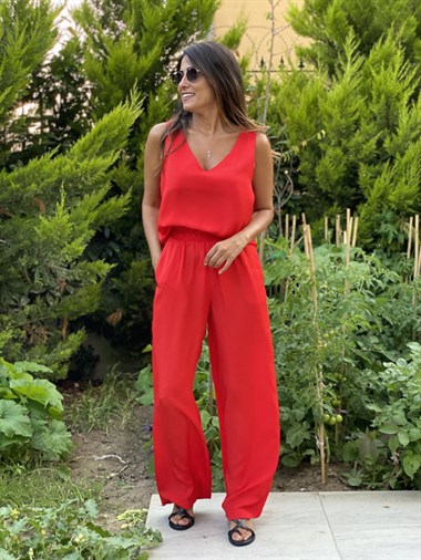 Mercan İpek Atletli Salaş Kadın İkili Takım