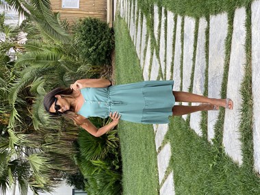 Mint Yeşili Ayarlanabilir İp Askılı Önü Düğmeli  Aerobin Kadın Elbise