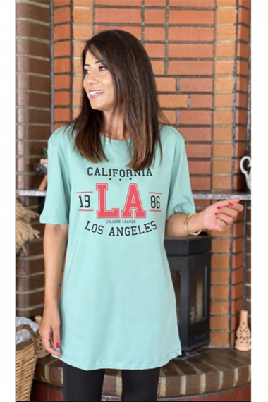 Mint Yeşili La T-Shirt
