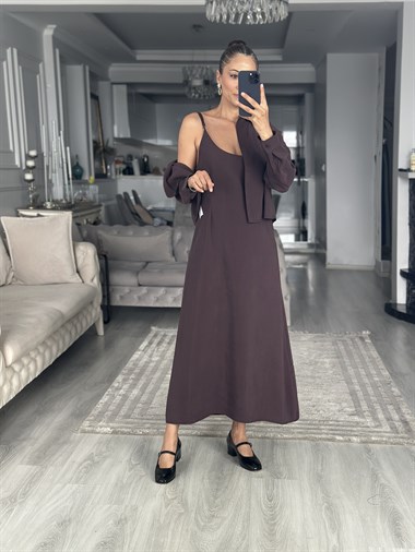 Mürdüm Gömlek Ve Elbise Kadın İkili Takım