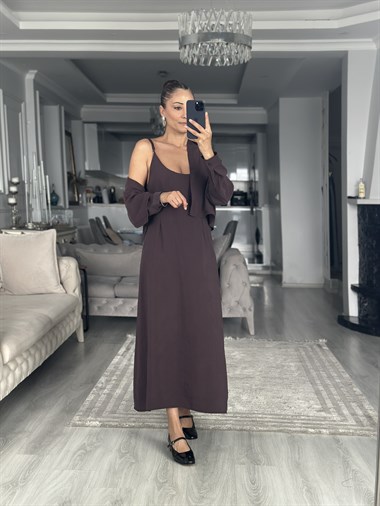 Mürdüm Gömlek Ve Elbise Kadın İkili Takım