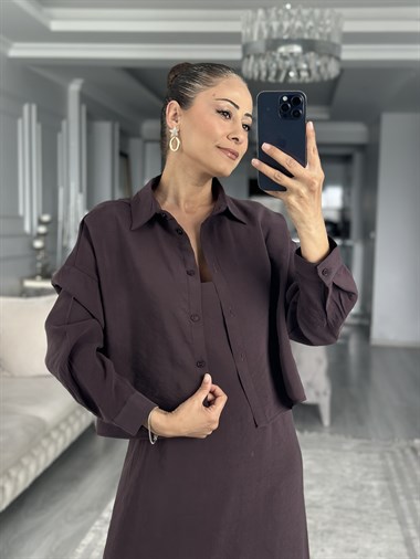 Mürdüm Gömlek Ve Elbise Kadın İkili Takım
