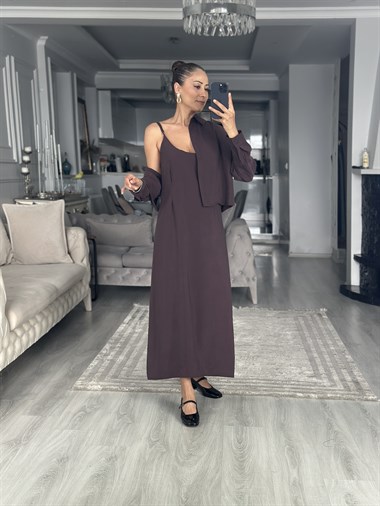 Mürdüm Gömlek Ve Elbise Kadın İkili Takım