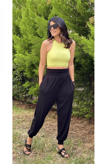 Neon Yeşili Fitilli Halter Crop